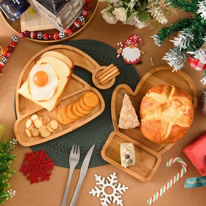AWIZOM 2 Pcs Christmas Serving Platters Santa Hat and Mitten Shaped