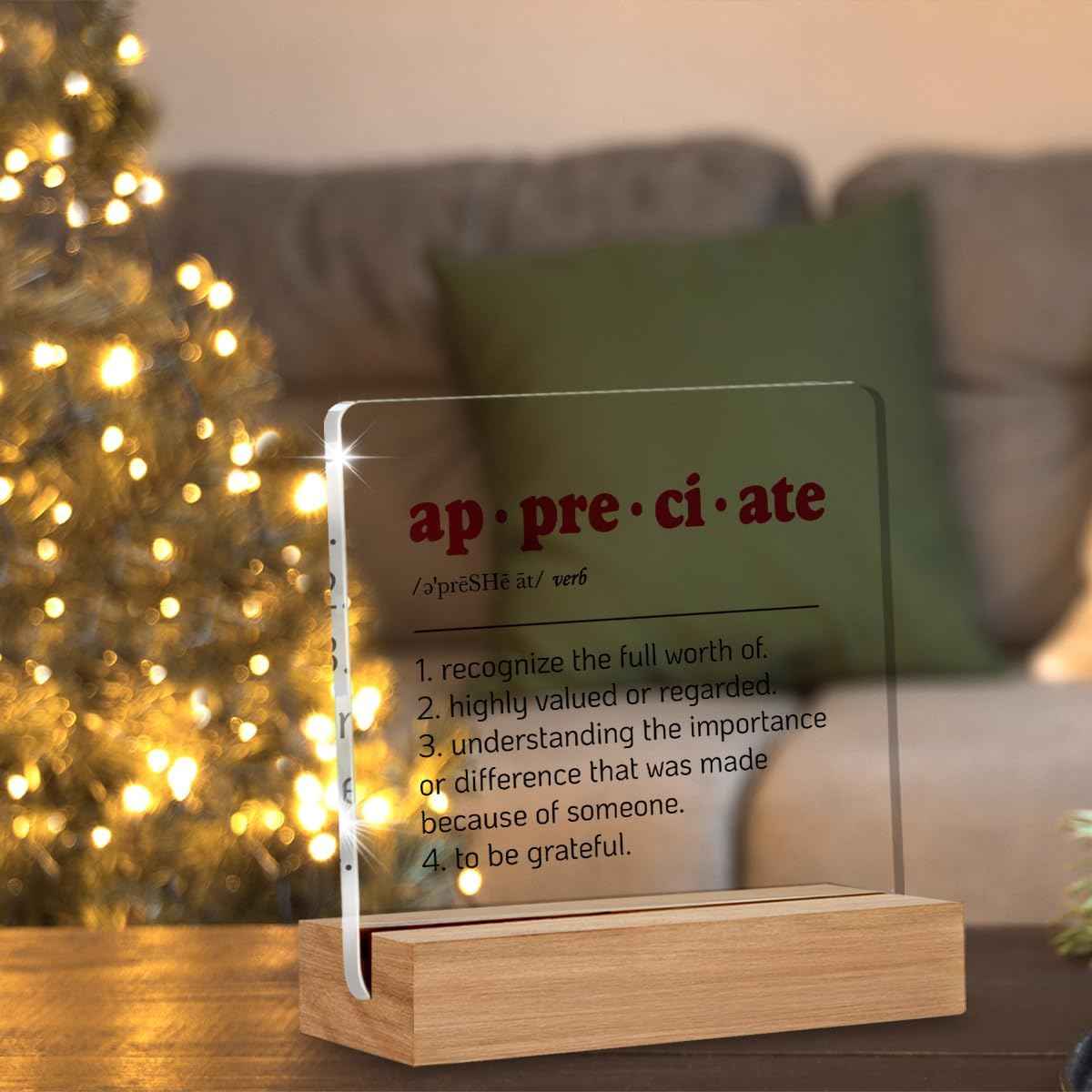 Appreciation Gifts, Appreciation Gifts for Coworkers, Friends, Thank You Gifts for Women, Men, Appreciate Definition Acrylic Sign, Desk Decor 4 x 4 Inches