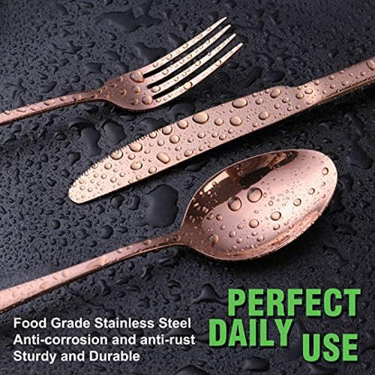 Copper/Rose Gold Silverware Set, OGORI 40-Piece Stainless Steel