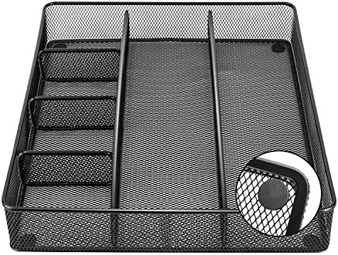 Amazon Basics Mesh Desk Drawer Organizer with 6 Compartments, Non-Slip