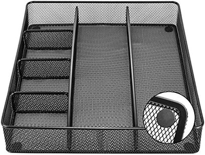 Amazon Basics Metal Mesh Desk Organizer with 6 Compartments, Anti-Slip