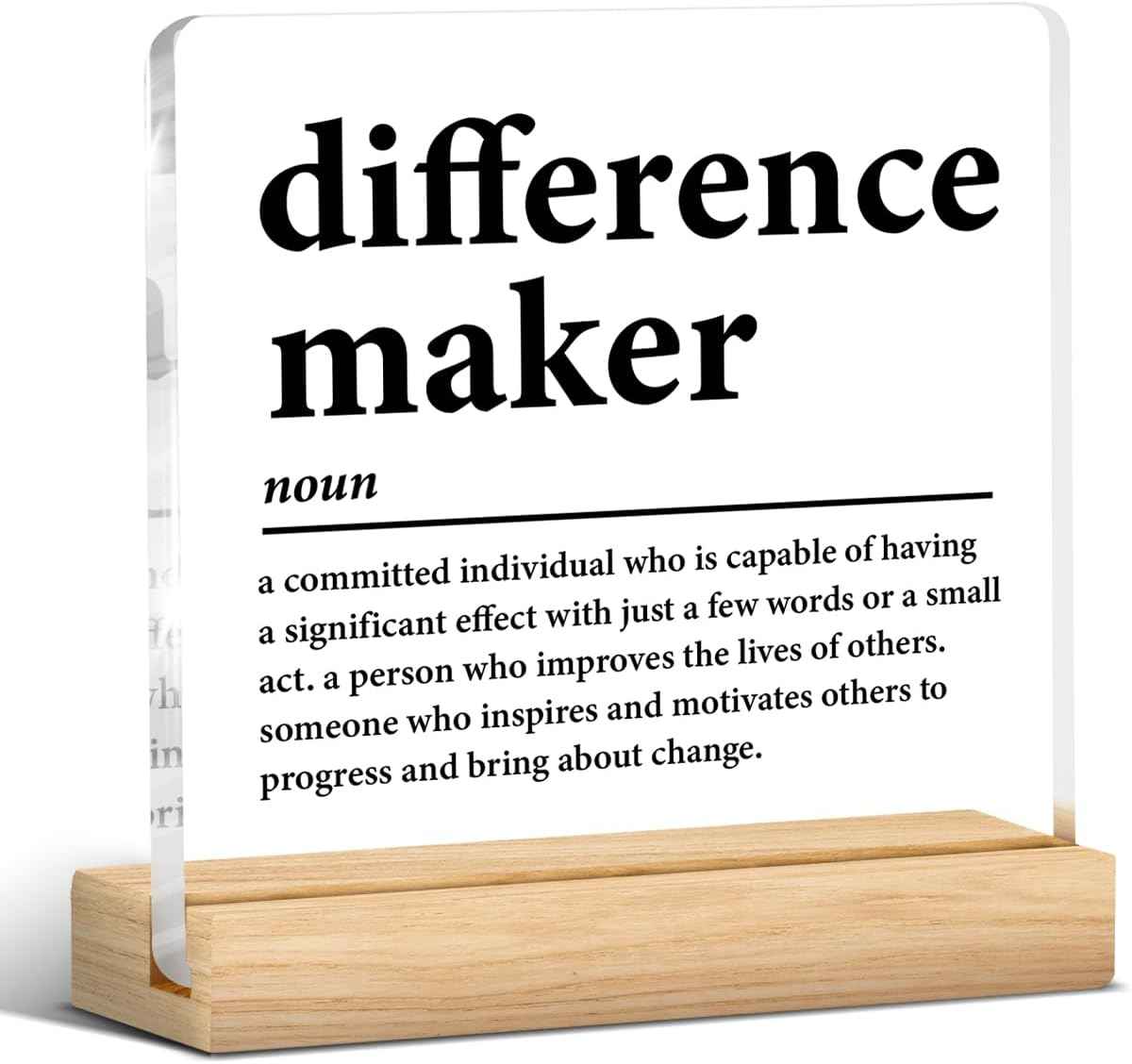Difference Maker Gift Appreciation Desk Decor for Coworker Teacher | Thank You Gift for Men Women, Employee Staff, Coach Mentor Boss Leader, Office Cubicle Sign, Acrylic, 4 x 4 Inch, Set of 1