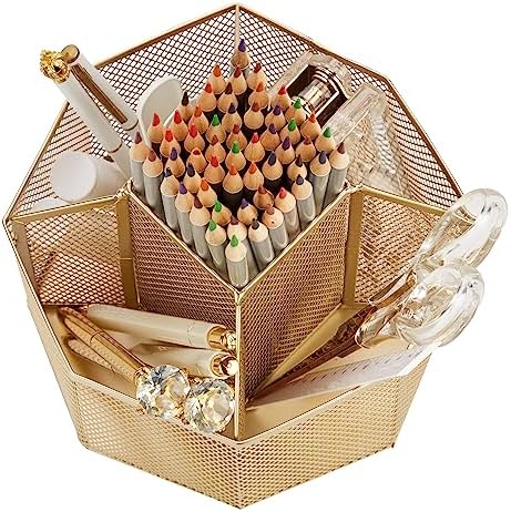 Annova Mesh Desk Organizer Rotate with 5 Compartments Spinning Tidy