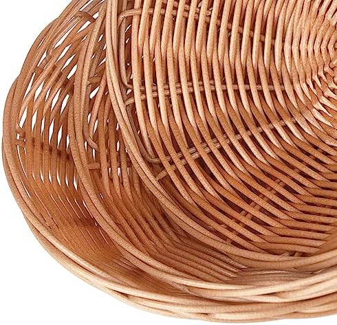 12 Pack Oval Poly Wicker Basket, 10.6x7.9x2.4 Inch Poly Wicker Bread