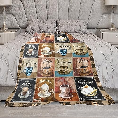 Coffee Blanket Gifts for Lovers - Soft Warm Cozy Fleece Throw for