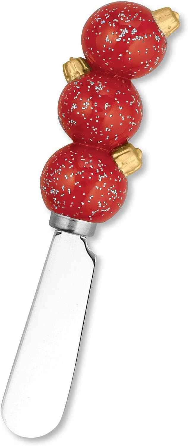 Supreme Housewares Christmas Ornament Cheese Spreaders, Hand-Painted Resin Handles with Stainless Steel Blades for Spreading Cream Cheese, Butter, Jam, or sandwich, Assorted Colors, Set of 4