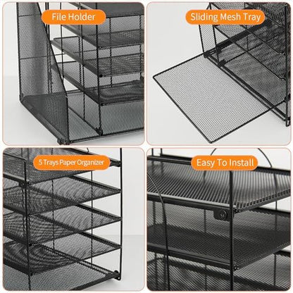 LEKETREE Desk Organizers and Accessories, 5-Tier Paper Letter Tray