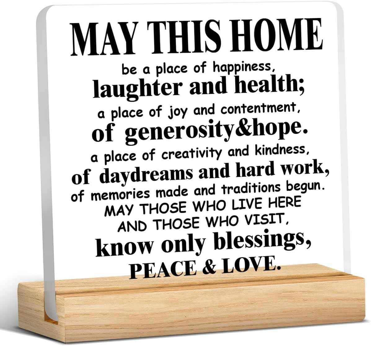 Housewarming Gifts for Women and Men - Religious House Warming Gifts | May This Home Acrylic Desk Sign Decor 4 x 4 Inches