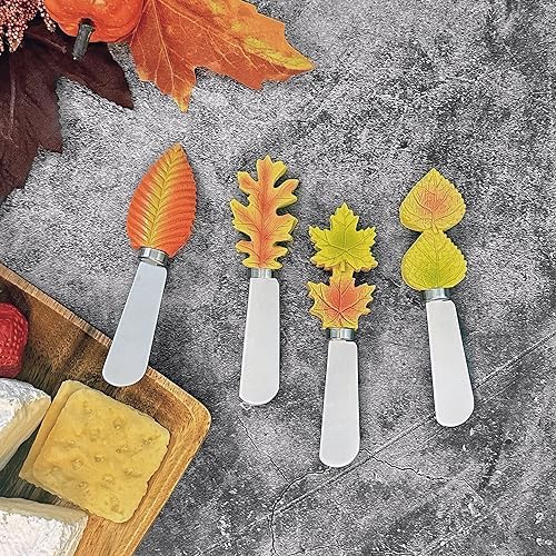 Supreme Housewares Fall Leaves Cheese Spreaders, Hand-Painted Resin