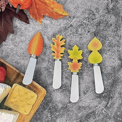 Supreme Housewares Fall Leaves Cheese Spreaders, Hand-Painted Resin