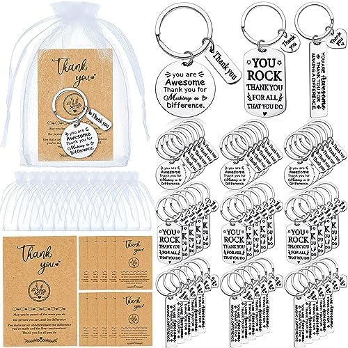 Yinkin 144 Set Employee Appreciation Gifts Bulk Thank You Keychains