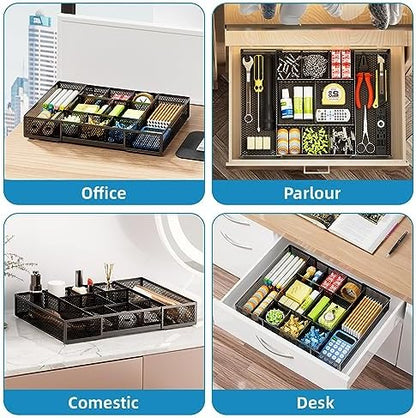 Marbrasse Expandable Desk Drawer Organizer, Mesh Drawer Organizer Tray
