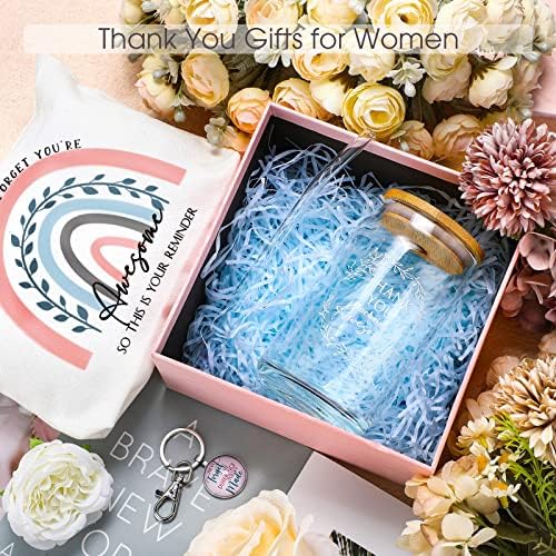 Hoolerry 3 Pcs Thank You Gift for Women 16oz Cup Bag Keychain