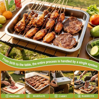 Grill Prep Trays and Carry System 5 in 1, Grilling Prep & Serve BBQ