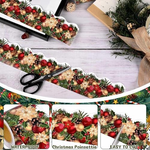 Merry Christmas Stickers - 3 Inch Roll, Self-Adhesive, Pinecone Berry