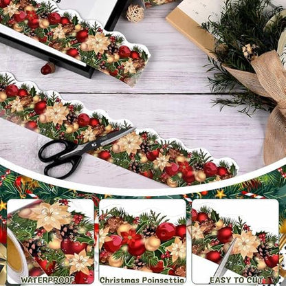 Merry Christmas Stickers - 3 Inch Roll, Self-Adhesive, Pinecone Berry