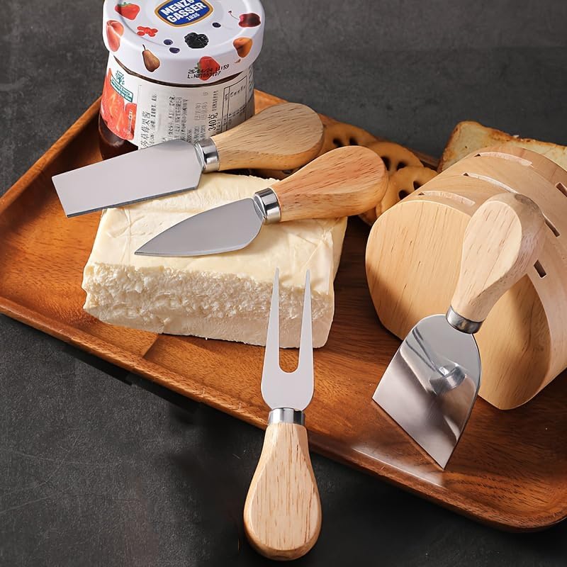 Linwnil Mini Cheese Knife Set with wood Handle - Stainless Steel