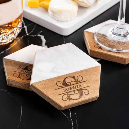 Personalized Charcuterie Board, Custom Marble Cheese Boards for Bridal Shower Gifts, House Warming Gifts New Home, Wedding Gifts for Couples (Floral Monogram)