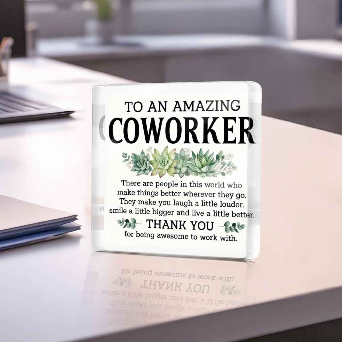 Thank You Gifts for Coworkers, Coworkers Appreciation Gifts for Women Men | To An Amazing Coworker Acrylic Plaque Desk Decorative Signs for Home Office Desktop Shelf Cubicle