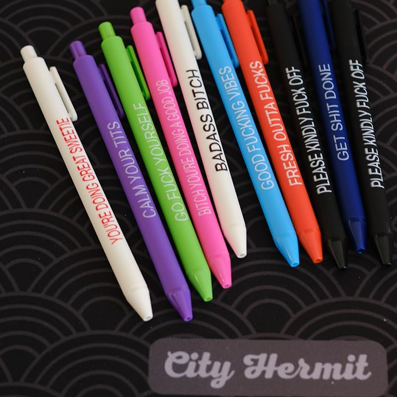 Cityhermit 11Pcs Funny Adult Ballpoint Pen Set, Premium Days of The