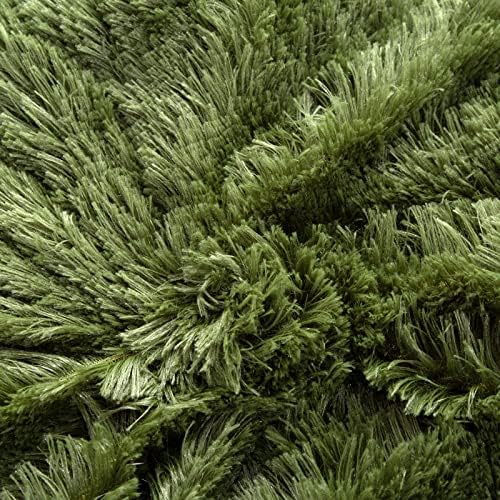 YUSOKI Long Faux Fur Throw Blanket, Olive Green,50" x 60"