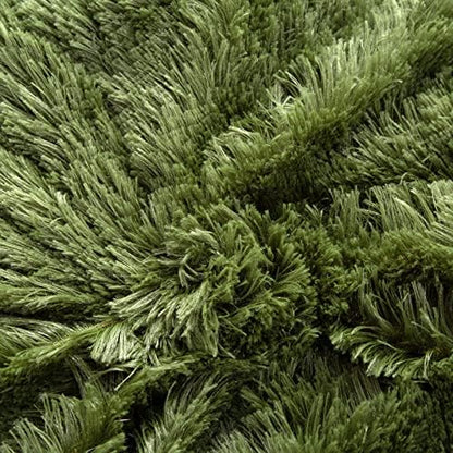 YUSOKI Long Faux Fur Throw Blanket, Olive Green,50" x 60"