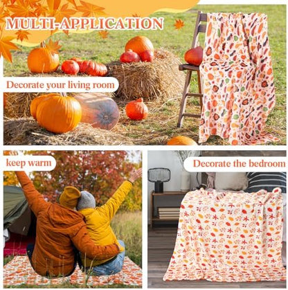 Buryeah 4 Pack Fall Throw Blankets Bulk Flannel Blanket