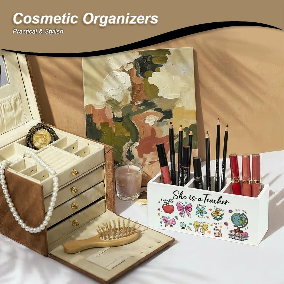 Teacher Pen Pencil Holder, Teacher Appreciation Gifts Desk Organizer