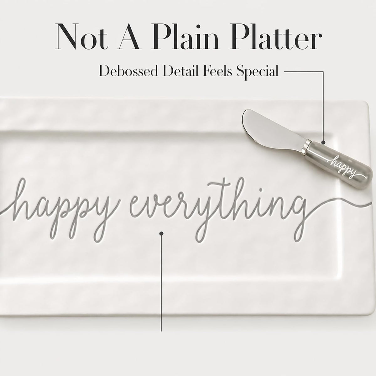 Mud Pie Happy Hostess Serving Platter, White | White, Hostess Gifts for Women