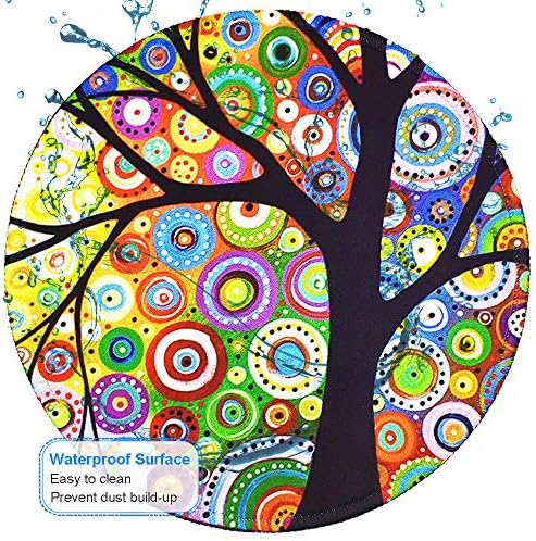 BOSOBO Mouse Mat, Round Mouse Pad with Tree of Life Design, Non-Slip