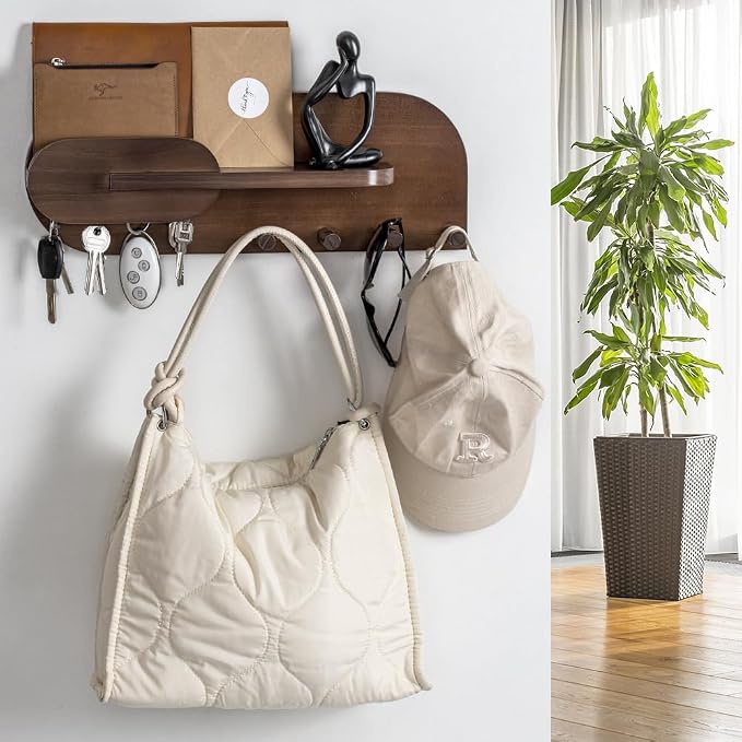 Solid Wood Wall Mail & Key Holder - Field & Blessing
