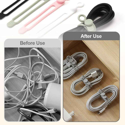 Data Cable Organizer, 2025 New Silicone Cable Tie, Multipurpose Cable Holder for Office and Home, Adjustable Wire Bundling Strap for Electronics, Flexible Cord Organizer for Students and Home (30)