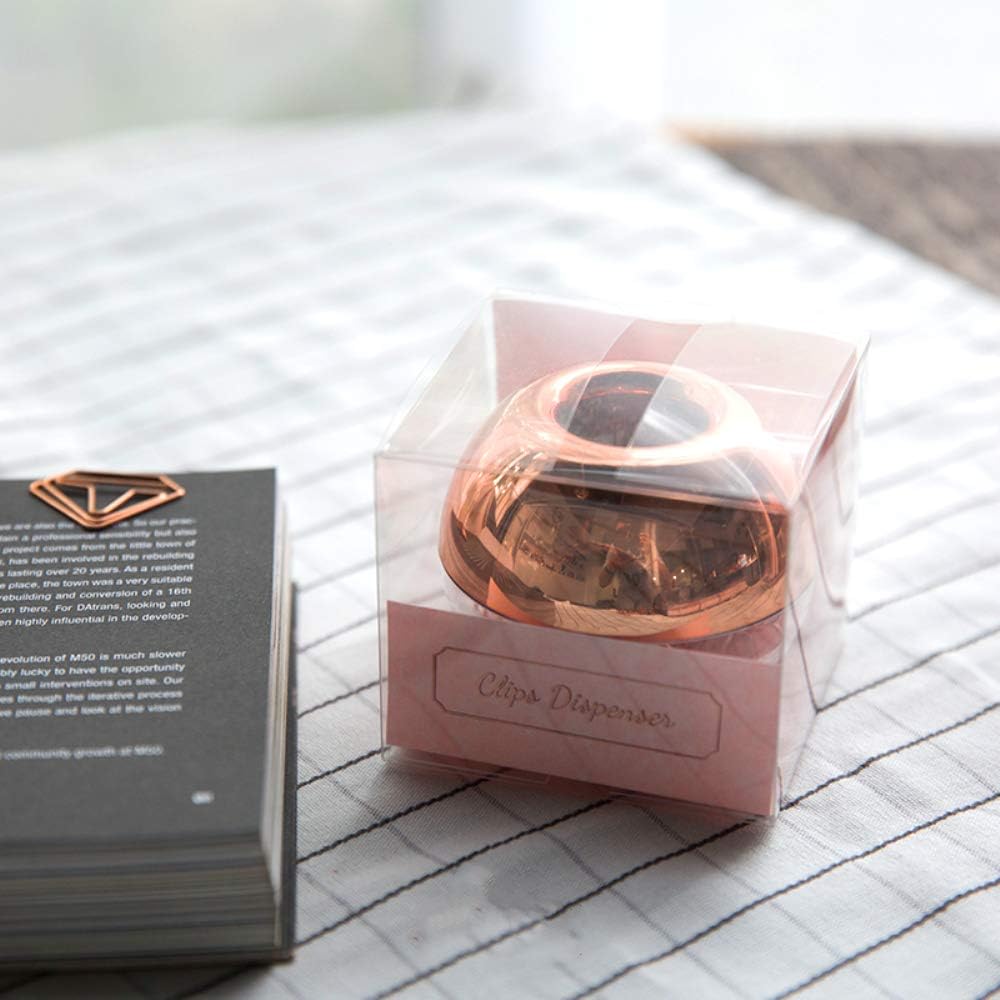 NatSumeBasics Rose Gold Paper Clip Holder Dispenser & 100 Paper Clips