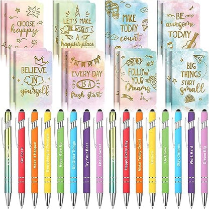 Funrous 32 Pcs Mini Notebooks with Pens Adults Party Favors,Watercolor