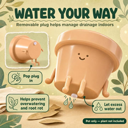 Original Earthlings Sitting Small Plant Pot, Cute Pots for Plants