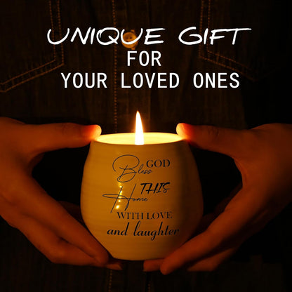 House Warming Gift, New Home Essential Lavender Candle 10oz | Housewarming Gifts, New Apartment New Home Gift Ideas for Women Men Homeowner Friend Neighbor, White Handmade Ceramic Candle
