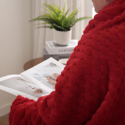 Red Jacquard Fleece Throw Blanket