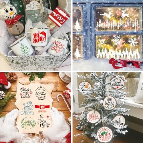 60pcs Small Christmas Stencils for Painting on Wood Ornaments