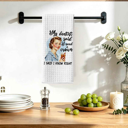 Funny Kitchen Towels, Hostess Gifts for Women Reusable Tea Towels | Funny Waffle Weave Dish Drying Towel for Kitchen Home Farmhouse Decor, Ladies Gifts for Women Friend Mom 24x14 Inch
