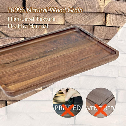 Wooden Serving Tray Walnut Wood Breakfast Platter Food Snack Dessert
