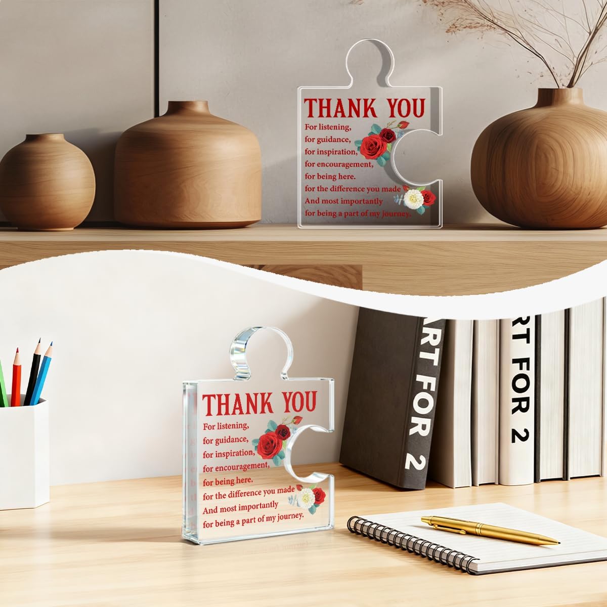 Thank You Gifts for Women, Appreciation Gifts for Coworkers Work Bestie Boss Lady Teacher Nurse, Thank You Gift Floral Acrylic Plaque Sign Home Office Decor