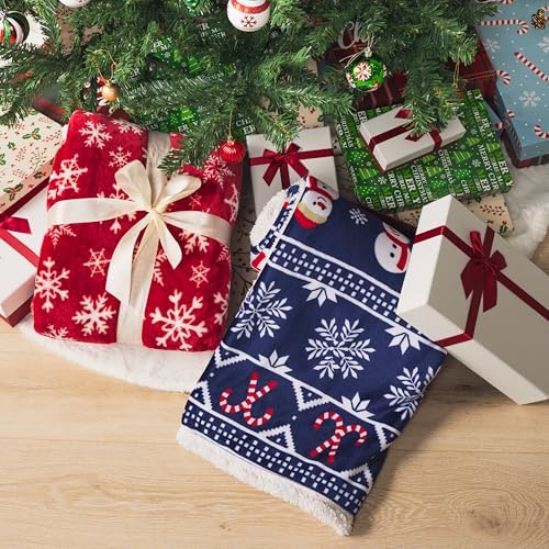 PAVILIA Red Snowflake Christmas Sherpa Throw Blanket, Ultra Soft