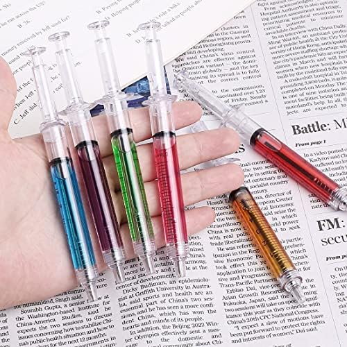 24Pcs Syringe Pens, 12 Colors Macaron Retractable Fun Nurse Pens Bulk