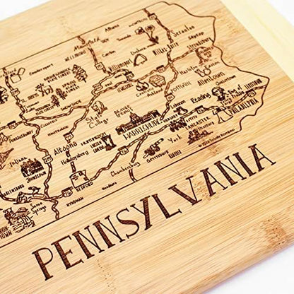 Totally Bamboo A Slice of Life Pennsylvania Engraved Map Cutting Board