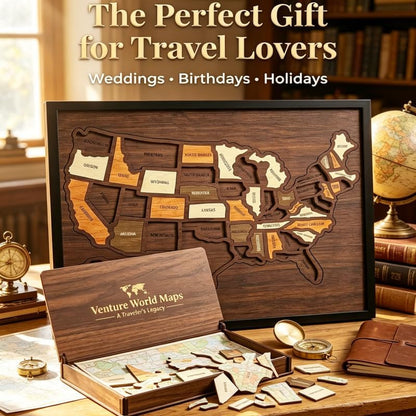 Wooden USA Travel Map Puzzle,Journey Tracker Maps Pin Board for