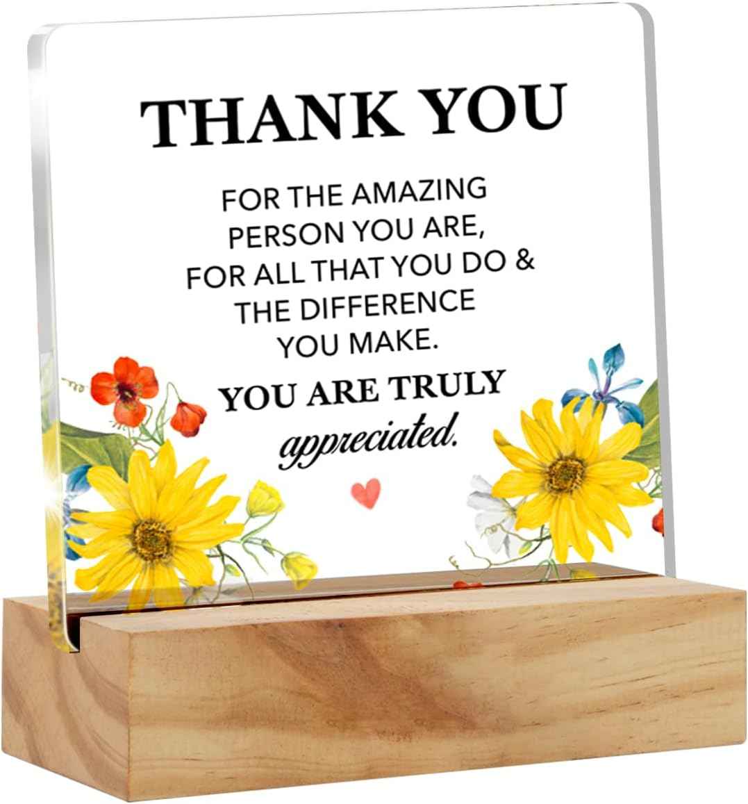Thank You Appreciation Gifts for Women Coworkers Sign Desk Decor | Inspirational Gifts for Employee, Teacher, Boss, Nurse, Hostess Mom, Thankful Home Office Desk Decor, Acrylic, 4 x 4 Inches
