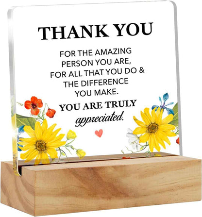 Thank You Appreciation Gifts for Women Coworkers Sign Desk Decor | Inspirational Gifts for Employee, Teacher, Boss, Nurse, Hostess Mom, Thankful Home Office Desk Decor, Acrylic, 4 x 4 Inches