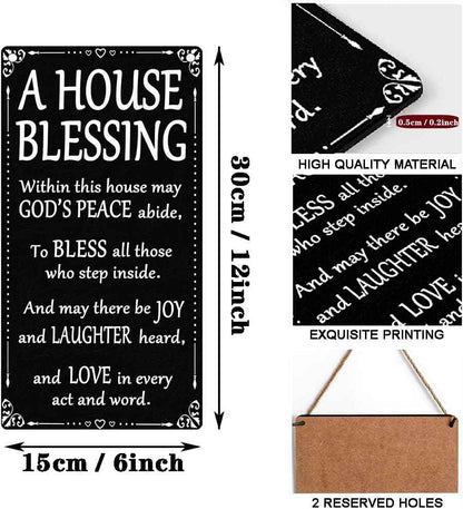 House Warming Gifts New Home For Women God Bless Our Home Sign Christian This House Wall Decor Hanging Pantry Sign Blessing Plaque Housewarming Gift Welcome To The Family Door Signs 6x12 Inch