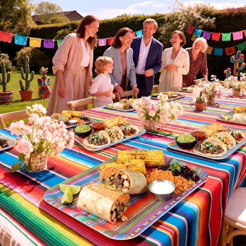 Vesici 6 Pack Mexican Melamine Serving Trays, 13 x 10 in Aztec