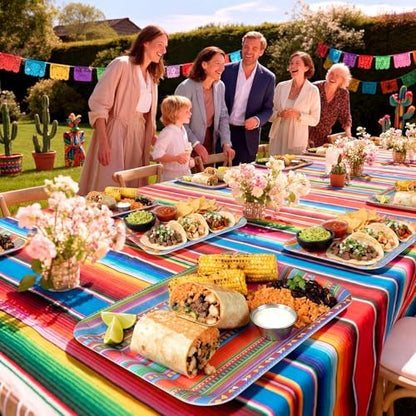 Vesici 6 Pack Mexican Melamine Serving Trays, 13 x 10 in Aztec